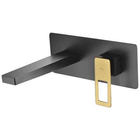 Imex Miscelatore Incasso Lavabo Monocomando In Ottone E Zama Nero Opaco Con Accenti Oro Lucido Due Parti Indipendenti Corpo Incassato Parete Con Scatola Di Registrazione - Modello Suecia Imex-bdc032 - Foto 2