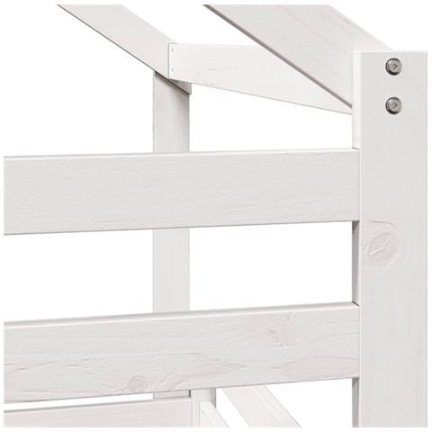 Letto a Soppalco con Tetto Bianco 90x190 cm in Legno di Pino - Foto 9