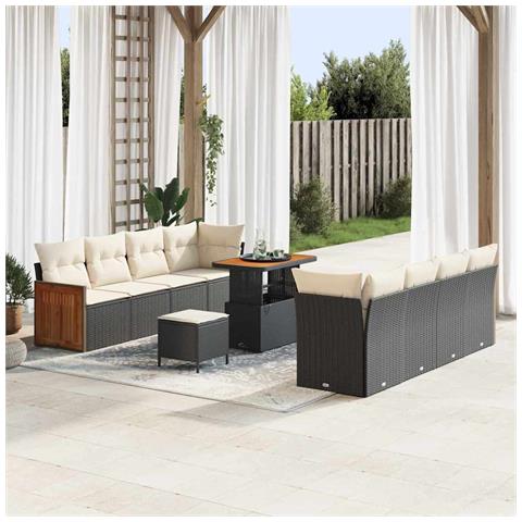 Set Divano da Giardino 11 pcs Nero e crema 90 x 55 x 71 cm - Foto 2