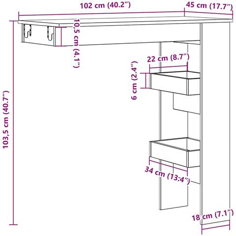 Bancone da Muro Rovere Artigianale Legno Multistrato - Foto 9