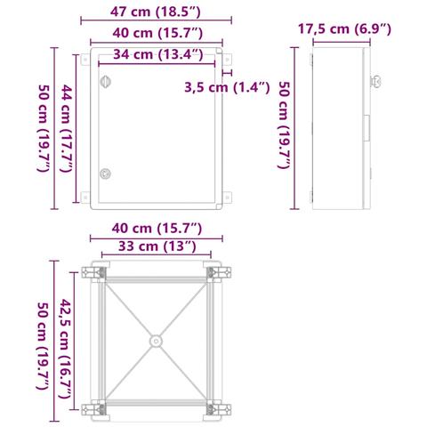 Armadietto di Controllo Grigio 40 x 17.5 x 50 cm Plastica ABS - Foto 9