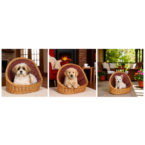 Cuccia Lettiera In Vimini Con Cuscino Cesta Lettino Per Animali 54x40x44 Medium - Foto 2