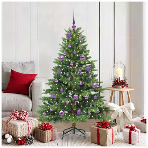 Albero di Natale artificiale con 150 LED Verde 150 cm PE e PVC - Foto 2