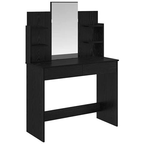 Toilette con Specchio con cassetto Rovere Nero 96 x 39 x 142 cm - Foto 1