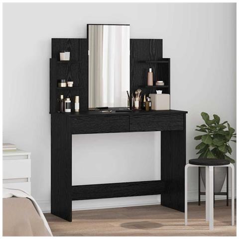 Toilette con Specchio con cassetto Rovere Nero 96 x 39 x 142 cm - Foto 2