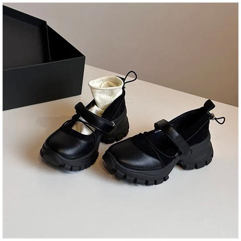 Scarpe Platform Mary Jane - Scarpe Sportive Retro Con Suola Spessa E Tacco Nascosto Black 38 - Foto 4