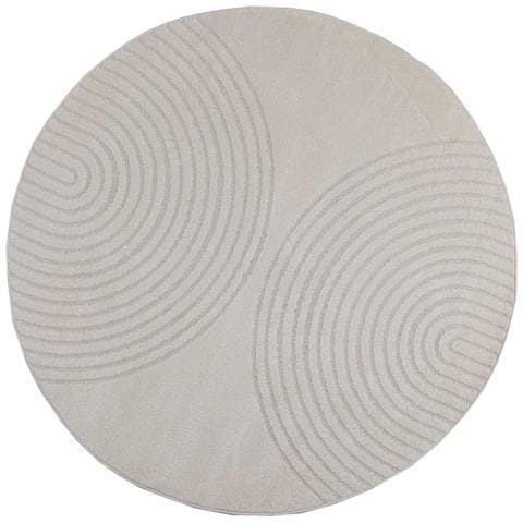 Tappeti per area Rotondo GALATI Crema Ø 120 CM Poliestere - Foto 1