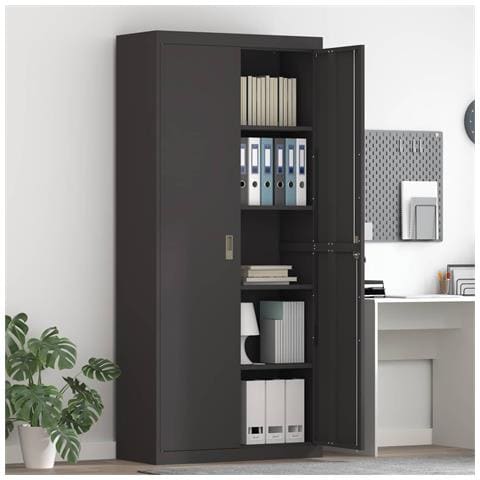 Armadio Nero 90 x 40 x 200 cm Acciaio - Foto 2