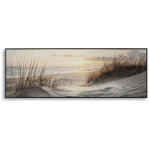 Stampa Su Tela Laccata Beach Dune Al Tramonto Panoramica Con Cornice Nera - Foto 1