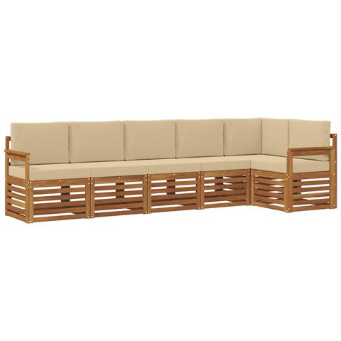 Set divani 6 pcs Naturale e Beige Legno di Acacia Massello - Foto 1