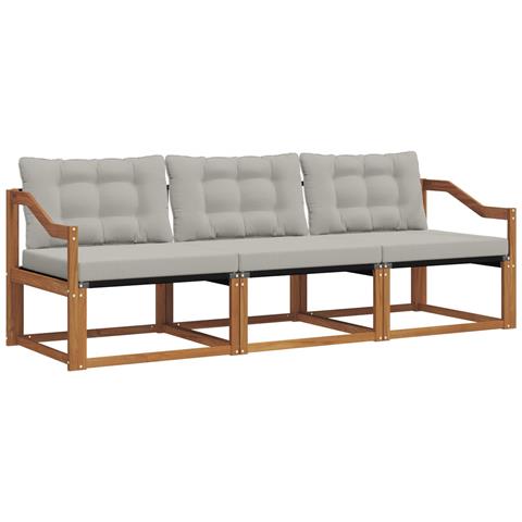 Set di divani da esterno 3 pcs Grigio Naturale e Chiaro - Foto 1