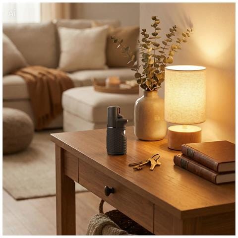 Spray Compatto E Potente Donna Autodifesa Legale 2-in-1 Led+spray Nero Con Ponpon Cuore 15ml 100% Legale - Foto 4