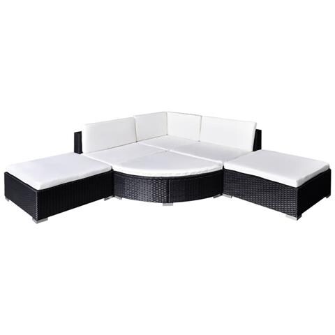 Set Mobili da Giardino 6 pz con Cuscini in Polyrattan Nero - Foto 2