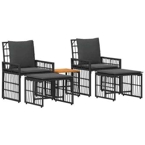 Set di Mobili da Esterno 5 pcs Nero e Grigio scuro - Foto 1