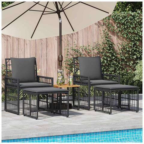 Set di Mobili da Esterno 5 pcs Nero e Grigio scuro - Foto 2