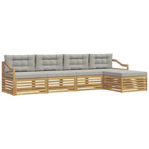 Set di divani da esterno 5 pcs Bianco e Grigio Chiaro - Foto 1