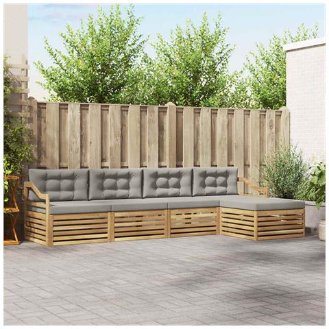 Set di divani da esterno 5 pcs Bianco e Grigio Chiaro - Foto 2
