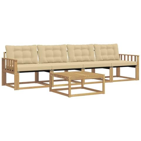 Set di divani da esterno 5 pcs Bianco e Beige 79 x 79 x 37 cm - Foto 1