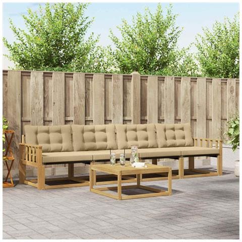 Set di divani da esterno 5 pcs Bianco e Beige 79 x 79 x 37 cm - Foto 2