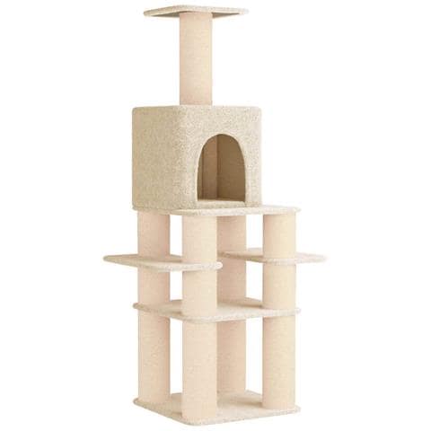 Albero per gatti con pali per graffiare in sisal Crema 180 cm - Foto 1