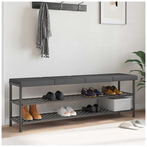 Cuscino per panchina 4 pz Tessuto Grigio Scuro Profondità 35 cm - Foto 2