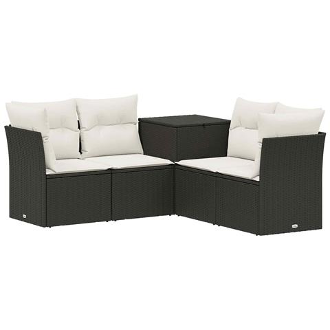 Set di divani 5 pz Nero e Bianco Crema - Foto 1
