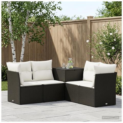 Set di divani 5 pz Nero e Bianco Crema - Foto 10