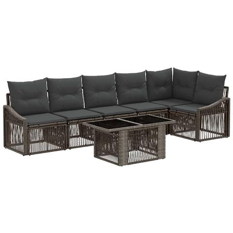 Set Divano da Giardino 7 pz Grigio e Grigio Scuro polyrattan - Foto 1