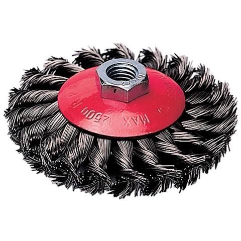 Spazzola Conica per Smerigliatrice Filo ritorto 0,5 mm Ø 100X12 mm Filetto 14M - Foto 1