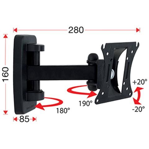 Super 1 Supporto A Muro 2 Snodi Inclinabile Per Tv Led 10-32 Pollici - Foto 2