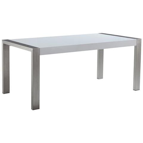 Tavolo Da Pranzo Struttura In Metallo Piano Bianco Lucido 180x90cm Arctic I - Foto 1