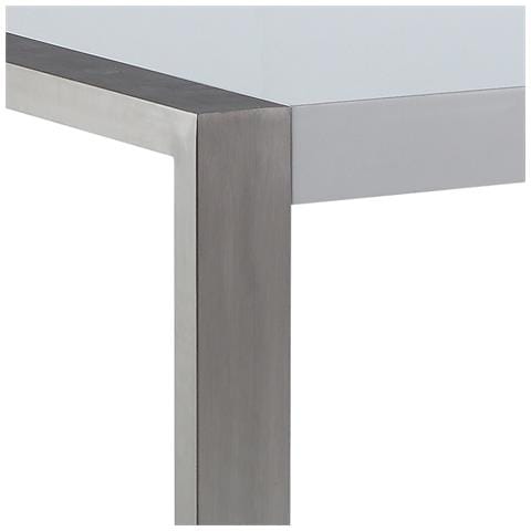 Tavolo Da Pranzo Struttura In Metallo Piano Bianco Lucido 180x90cm Arctic I - Foto 22