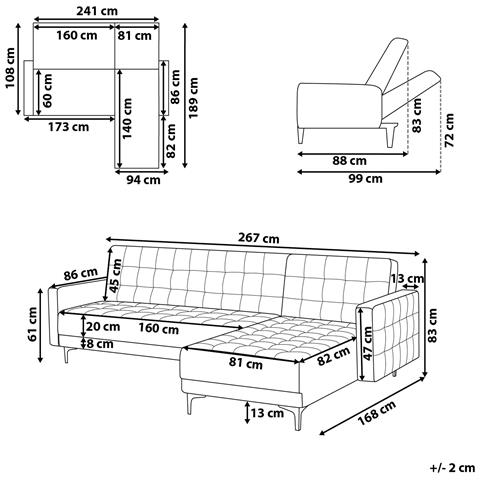 Divano Letto Angolare In Velluto Beige Sabbia Versione Sinistra Aberdeen - Foto 15