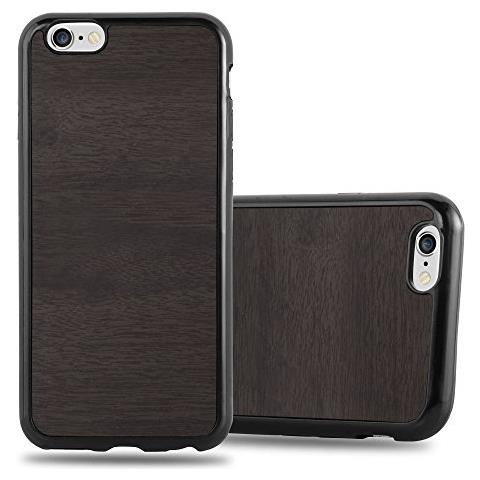 Custodia Compatibile Con Apple Iphone 6 / Iphone 6s In Wooden Nero - Coperchio Protettivo In Silicone Tpu Flessibile - Foto 1