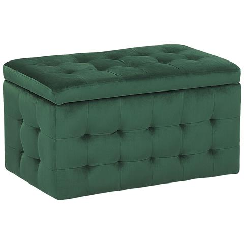 Pouf Ottomano Con Contenitore In Tessuto Verde Scuro Michigan - Foto 13