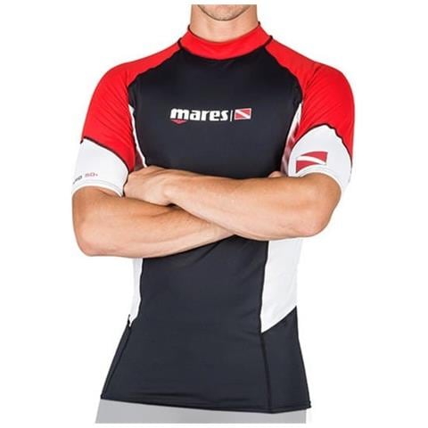 Rash Guard Manica Corta Uomo 5 Nero / rosso - Foto 2