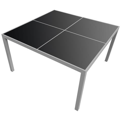 Set Di Mobili Da Giardino Cagliari In Textilene Nero 8 Posti - Alluminio Grigio - Foto 8