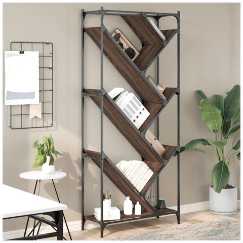 Libreria Rovere Marrone 79x30x180cm Legno Multistrato E Metallo - Foto 1