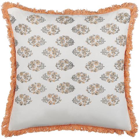 Cuscino Decorativo Sativus Cotone 45 X 45 Cm Floreale Stampa A Blocchi Arancione - Foto 6