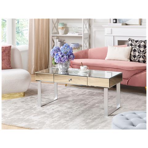 Tavolino Da Caffè Nesle Argento Specchiato Con Contenitore - Foto 1