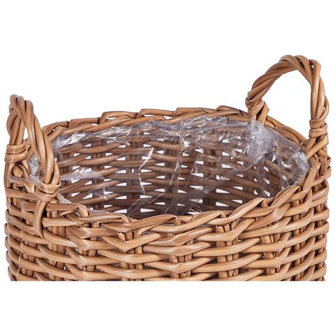 Set Di 3 Vasi Per Piante Aucuba Rattan Sintetico 26/34/44 Cm Marrone Chiaro - Foto 2