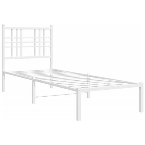 Giroletto Con Testiera Metallo Bianco 80x200 Cm - Foto 1