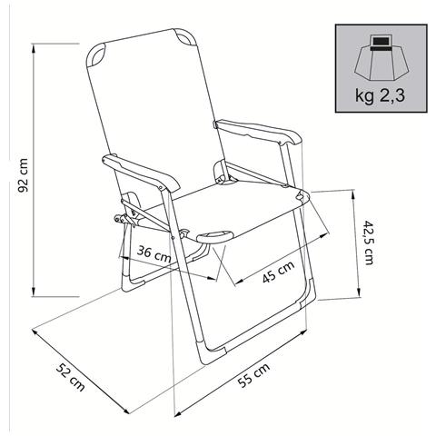 Poltrona Pieghevole Da Giardino Con Struttura In Alluminio E Braccioli Sena - Foto 3