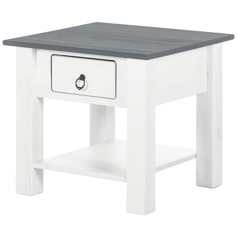 Ines Tavolino Con 1 Cassetto In Pino Bianco E Grigio - Foto 1