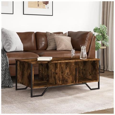 Tavolino da Salotto Rovere Fumo 100x51x40 cm Legno Multistrato - Foto 3