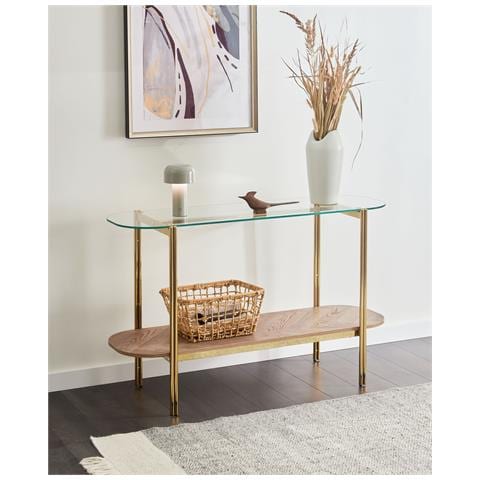 Tavolino Consolle Lovell Vetro Temperato Oro - Foto 1