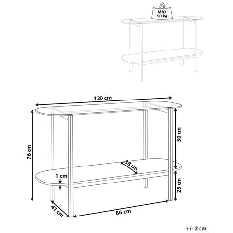 Tavolino Consolle Lovell Vetro Temperato Oro - Foto 6