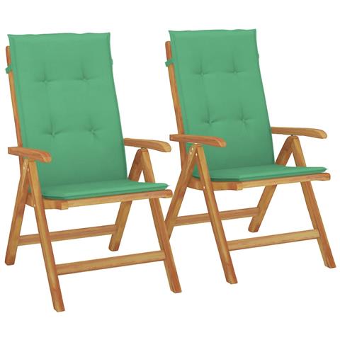 Sedie da Giardino Reclinabili con Cuscini 2 pz in Legno di Teak - Foto 1