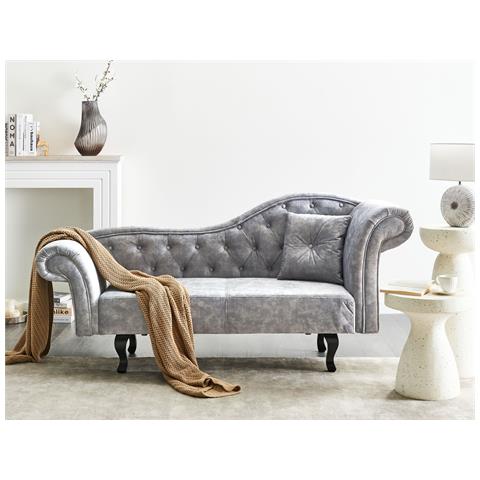 Chaise Longue Velluto Grigio Lato Destro Lattes Ii - Foto 1