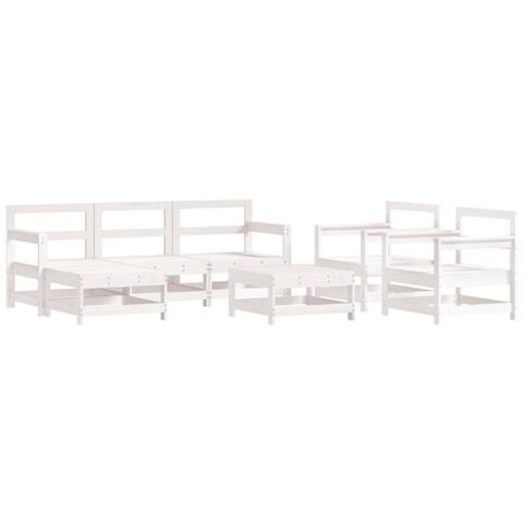 Set Salotto Da Giardino 7 Pz Bianco In Legno Massello Di Pino - Foto 2